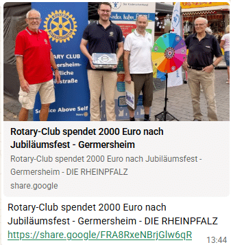 Spende - Rotary Club Germersheim-Südliche Weinstraße